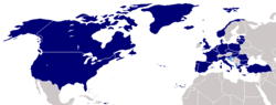NATO countries shown in blue