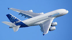 An Airbus A380, the world's largest passenger airliner