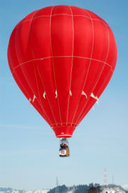 A hot air balloon in flight.