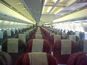 Interior of Qatar Airways flight