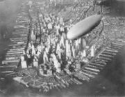 The USS Akron over Manhattan circa 1932