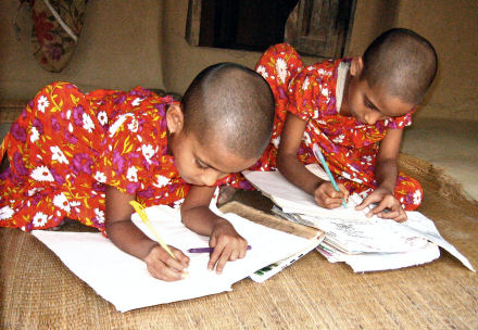 girls doing homework