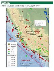 Main shock and aftershocks map