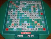 The board of the deciding game in the World Scrabble Championship 2005.