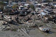 Houses damaged by the cyclone.