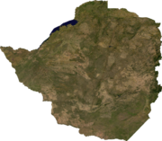 Satellite image of Zimbabwe, generated from raster graphics data supplied by The Map Library