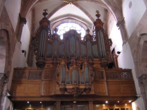 Old Pipe organ in Église Saint-Thomas, Strasbourg, France.