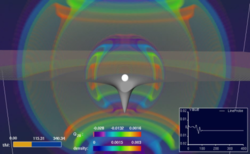 Simulation based on the equations of general relativity: a star collapsing to form a black hole while emitting gravitational waves