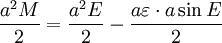 \frac{a^2 M}2=\frac{a^2 E}2-\frac {a\varepsilon\cdot a\sin E}2