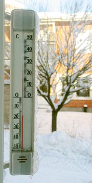 Water freezes at 0 °C. The frost shown here is at -17 °C.