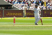 Sachin Tendulkar waits at the bowler's end