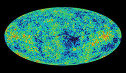 Image of radiation emitted no more than a few hundred thousand years after the big bang, captured with the satellite telescope WMAP