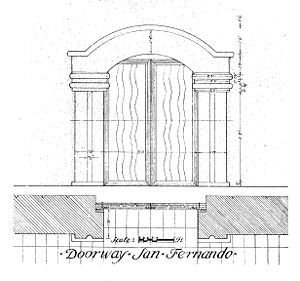 Architectural historian Rexford Newcomb sketched this pair of doors, which display the Spanish "River of Life" pattern, at Mission San Fernando Rey de España in 1916.