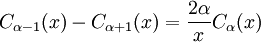 C_{\alpha-1}(x) - C_{\alpha+1}(x) = \frac{2\alpha}{x} C_\alpha(x)