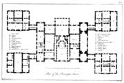 In 1761, Brettingham published the plans of Holkham Hall, signing each plate in the lower left corner "Matthew Brettingham, Architect".