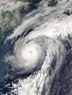 Satellite image of Hurricane Alex leaving the Outer Banks of North Carolina on August 4