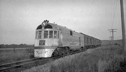9908 Silver Charger hauling a regular train in 1946.