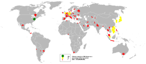 Global distribution of Chinese exports in 2006 as a percentage of the top market.