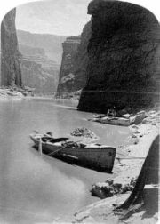 'Noon Day Rest in Marble Canyon' from the second Powell Expedition, circa 1872