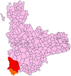 Map showing the ZEPA SPA designated territory. The red-colored area corresponds to the province of Valladolid, and the orange corresponds to Salamanca and Ávila.