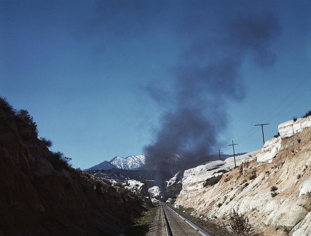 Image:Cajon Pass cut with Santa Fe steam train.jpg