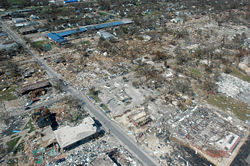 Damage from Hurricane Katrina. Actuaries need to estimate long-term averages of such damage in order to accurately price property insurance.