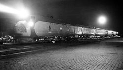 The M-10001 during its record breaking coast-to-coast run at Cheyenne, Wyoming in 1934.