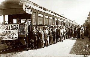 The first SD&A passenger train on its way to San Diego on December 1, 1919.