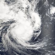Cyclone Percy hitting Swains Island on February 27, 2005