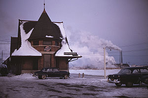 C&NW railway station in Escanaba, Michigan - 1953.