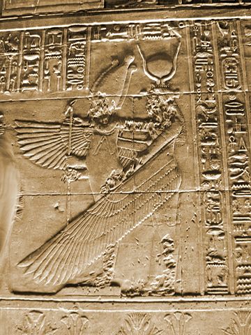 Image:Philae Temple Egypt Goddess Isis As Angel Mural Artwork 2004-10-11.jpg