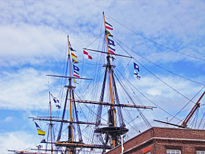 Nelson's signal, "England expects that every man will do his duty", flying from Victory on the bicentenary of the Battle of Trafalgar.