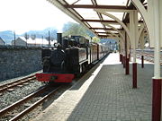 Steam locomotive Mountaineer at Blaenau Ffestiniog station.