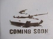 An anti-war Tank Stencil.