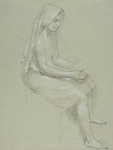 Image:William-Adolphe Bouguereau (1825-1905) - Study of a Seated Veiled Female Figure (19th Century).png