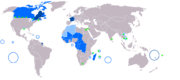 France's legacy: a map of the Francophone world      native language      administrative language      secondary or non-official language      francophone minorities