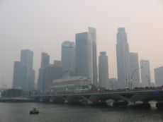 Singapore's Downtown Core on 7 October 2006, when it was affected by forest fires in Sumatra, Indonesia