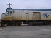 Amtrak non-powered control unit (NPCU) No. 90218 in Galesburg, Michigan.