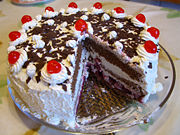 A Schwarzwälder Kirschtorte (Black Forest gateau).