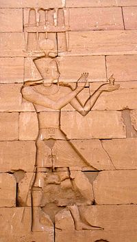 Augustus in an Egyptian-style depiction, a stone carving of the Kalabsha Temple in Nubia.