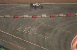 Hill drives through the altered Eau Rouge corner during practice for the 1994 Belgian Grand Prix.