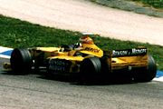 Hill driving for Jordan at the 1998 Spanish Grand Prix.