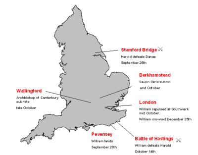 England, 1066: Events in the Norman Conquest.