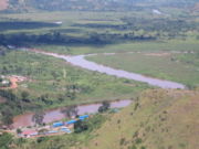 The confluence of the Kagera and Ruvubu rivers near Rusumo Falls, part of the Nile's upper reaches.