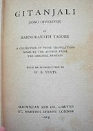 Title page of the 1913 Macmillan edition of Tagore's Gitanjali.