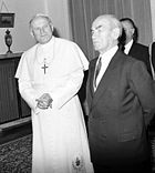 Pope John Paul II visiting with Turkish President Fahri Koruturk in Ankara, Turkey