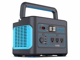 gray and blue power station with a handle