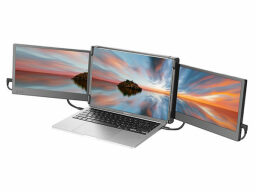 a laptop with two screens attached