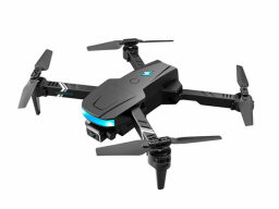 Black drone with blue accents