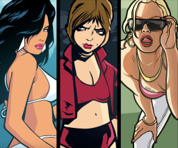 side-by-side portraits of three characters from "grand theft auto" games